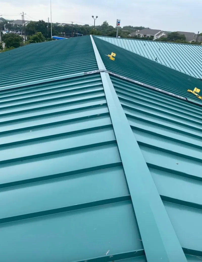 Green commercial metal roof ridge and valley for Metal Roof Repair in Austintown
